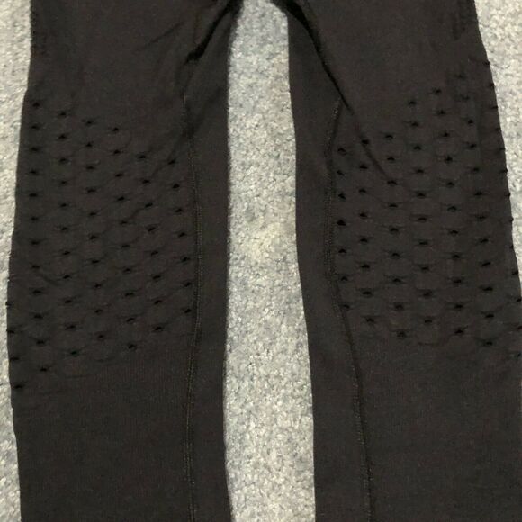 Athleta Cropped Leggings XS Black Mesh Panels Pocket Wide High Waist - Picture 7 of 8
